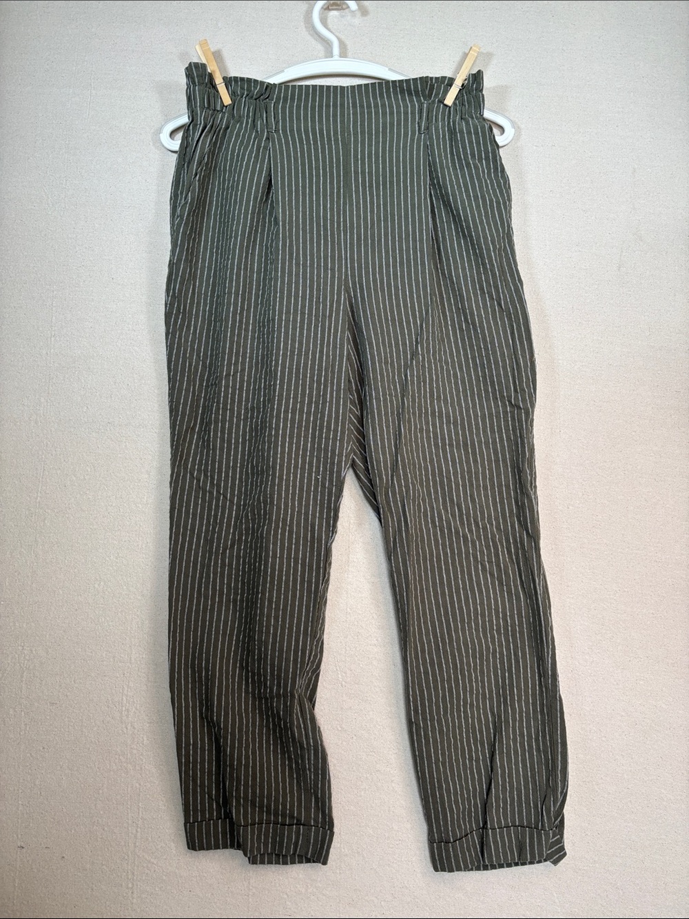 Sienna Sky Olive Green Pinstripe Trousers